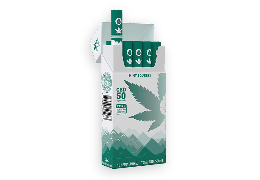 10-Pack of MOUNTAIN Smokes Originals CBD Hemp Smokes - Mint Squeeze - 50mg per Smoke
